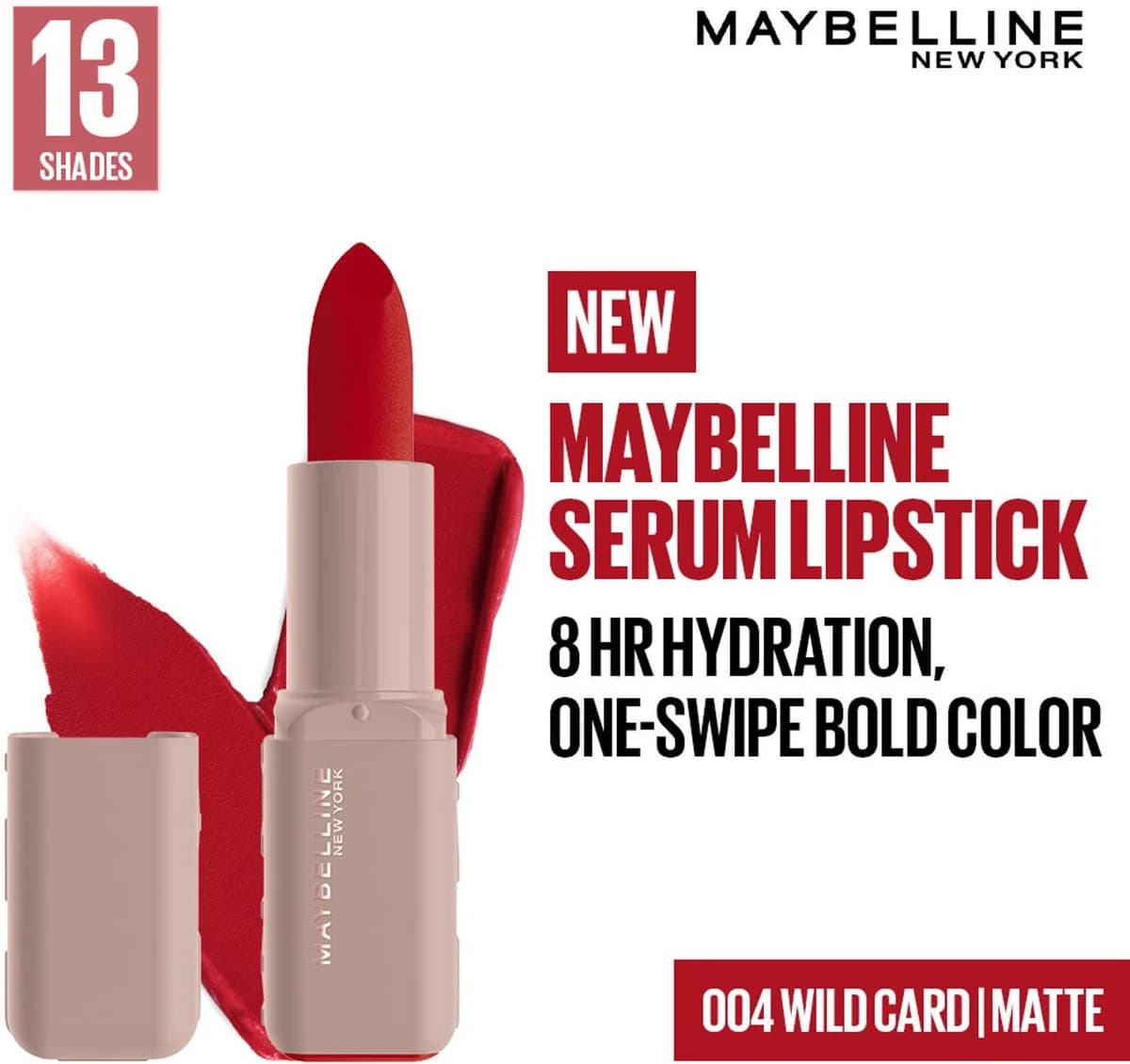 أحمر شفاه سيروم مايبيلين 004 وايلد كارد – Maybelline Serum Lipstick 004 Wild Card — صورة 1
